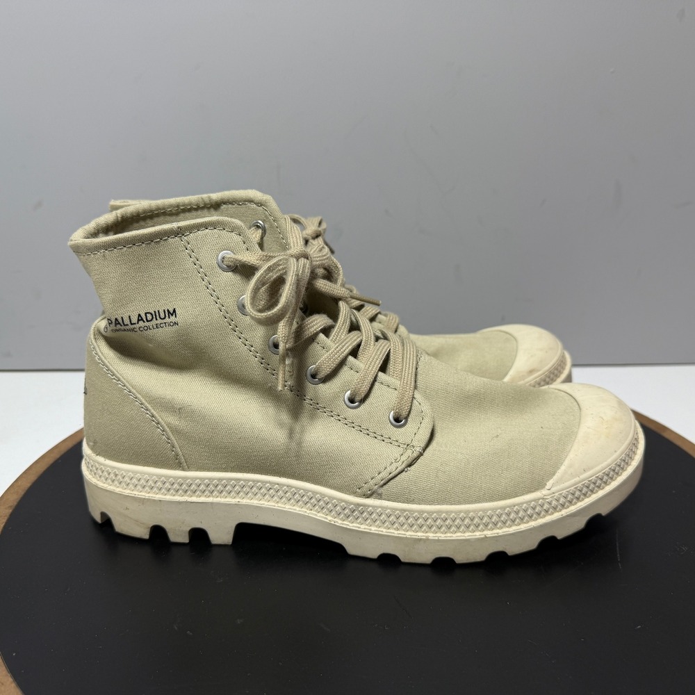Palladium Pampa Hi Organic Boots Men 7.5 Women 9 Canvas Tan Saharan Gorpcore